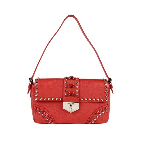 PRADA Red Leather Shoulder Bag - Picture 1 of 5